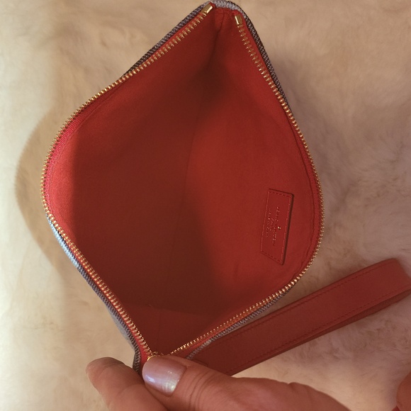 LOUIS VUITTON Denim Damier Monogram Patchwork Neverfull MM Pochette Blue Rouge - Picture 10 of 10